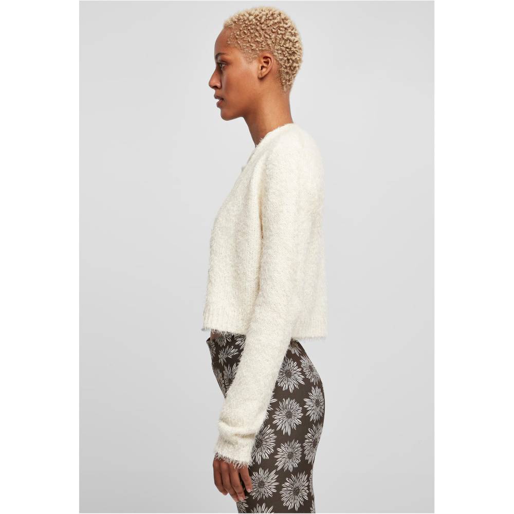 Urban Classics - Cropped Feather Cardigan - Ivoorkleurig